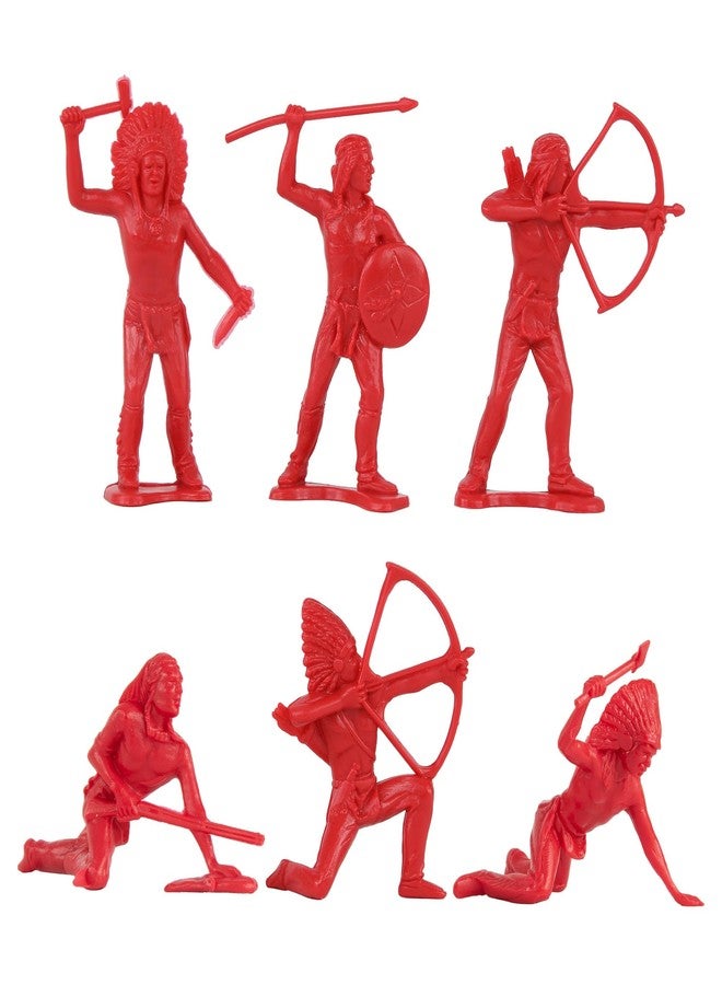 Tim Mee Toy TimMee Cowboys & Indians Plastic Figures - 40pc Red & Yellow Playset - US Made - Image 3
